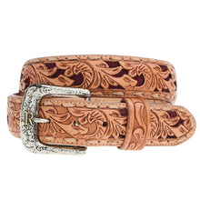 Load image into Gallery viewer, R Watson Men&#39;s Rhubarb Suede Underlay Natural Embossed Belt
