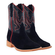 Load image into Gallery viewer, R WATSON KIDS BLACK ROUGH OUT BOOTS
