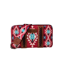 Load image into Gallery viewer, Montana West Wrangler Southwestern Art Print Wallet Burgundy
