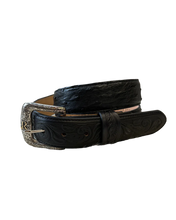 Load image into Gallery viewer, R. Watson Men&#39;s Black Full Quill Ostrich Belt
