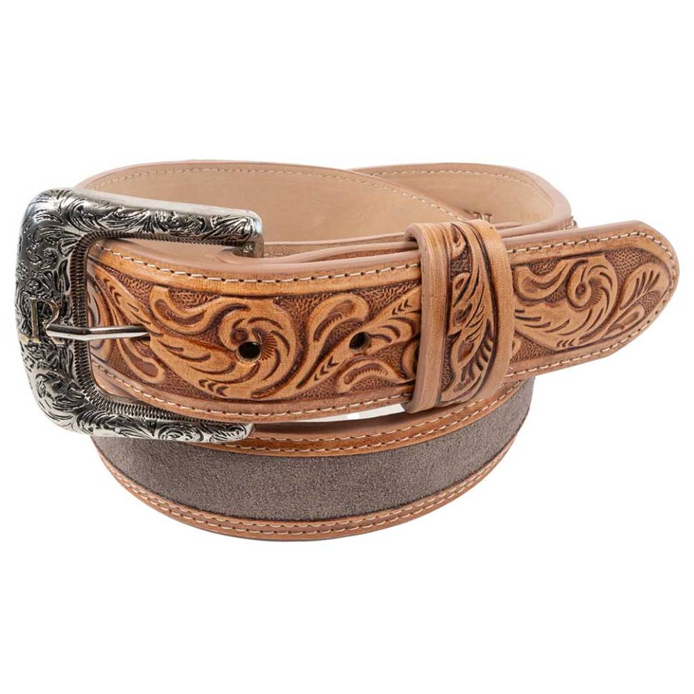 R Watson Men's Chocolate Suede Inlay Belt