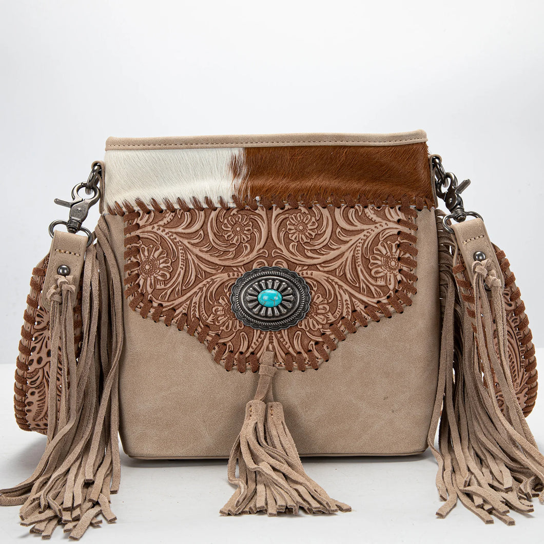 Trinity Ranch Cowhide Tooled Conceal Carry Crossbody Purse