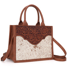 Load image into Gallery viewer, Trinity Ranch Cowhide tooled Conceal Carry Tote Bag
