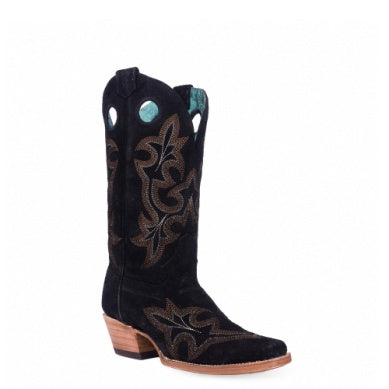 Corral Ladies' Black Suede Embroidered Boot