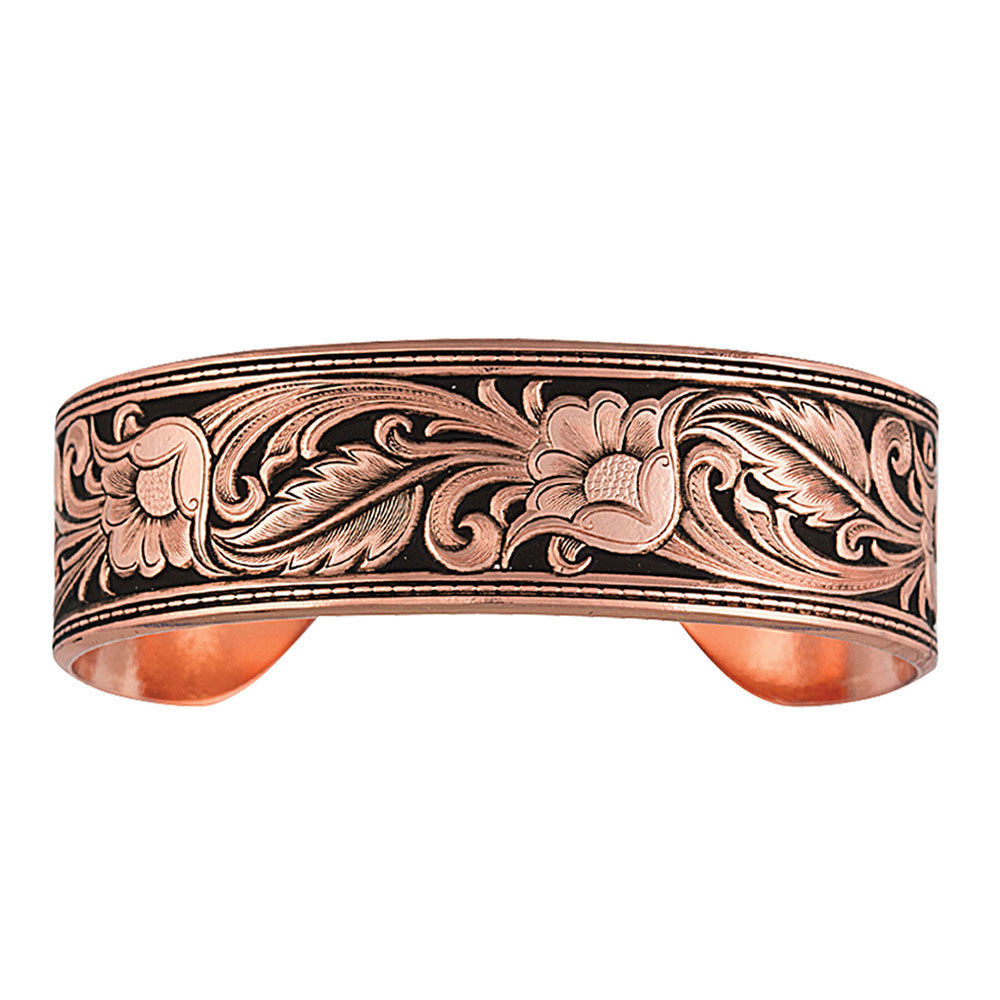 Montana Silversmith Burnished LeatherCut Floral Cuff Bracelet